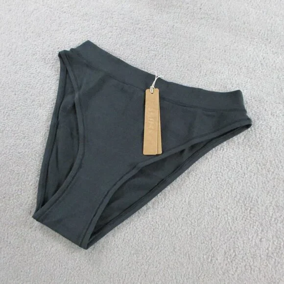 NWT SKIMS Cotton Jersey Cheeky Tanga Underwear Womens Small Soot Black - Picture 4 of 8